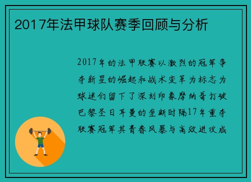 2017年法甲球队赛季回顾与分析